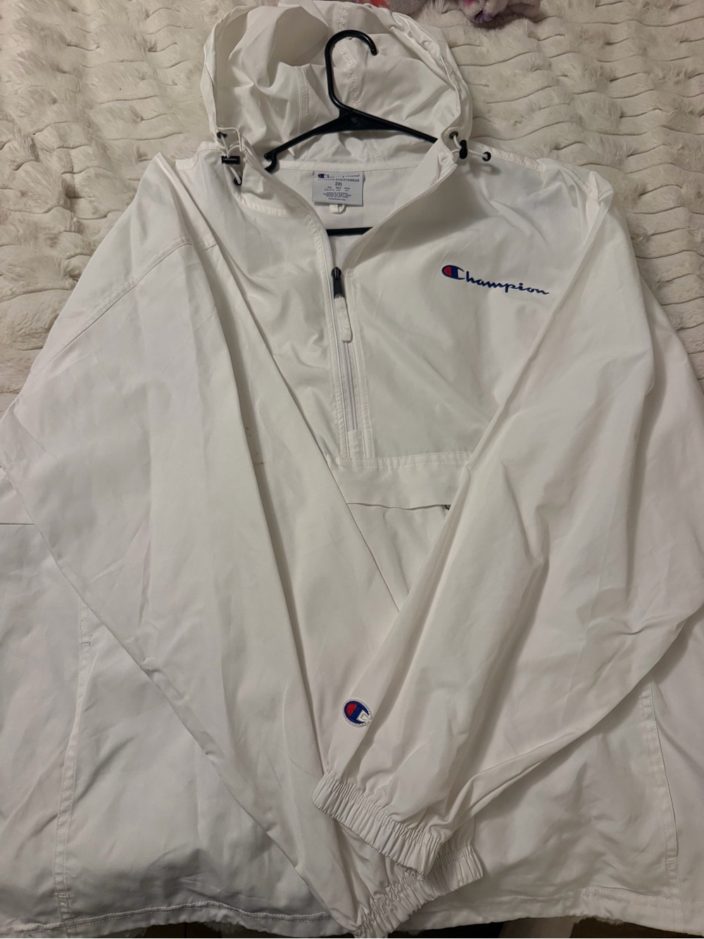 Champion White Men’s Swim Rash Guard Pullover with Hood